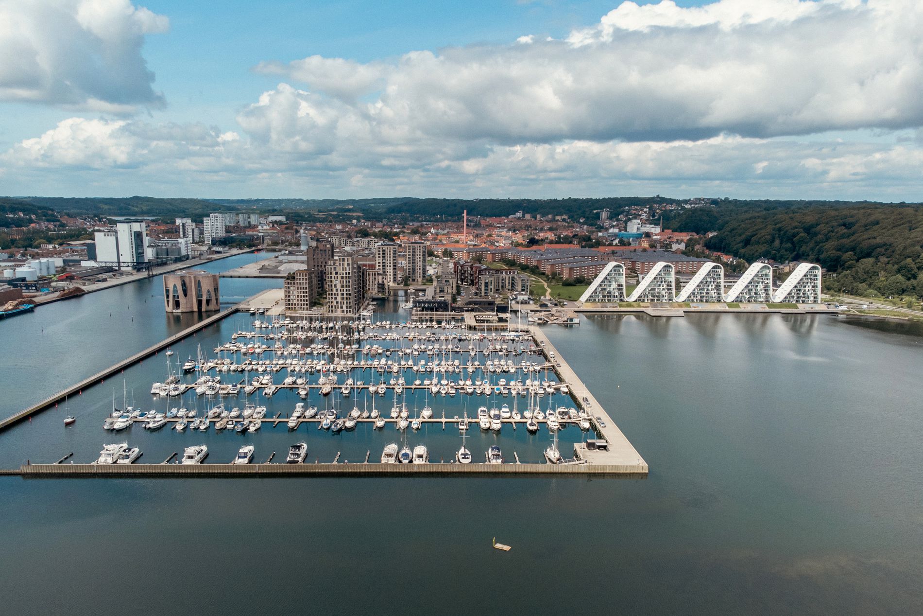 vejle havn og by set fra luften