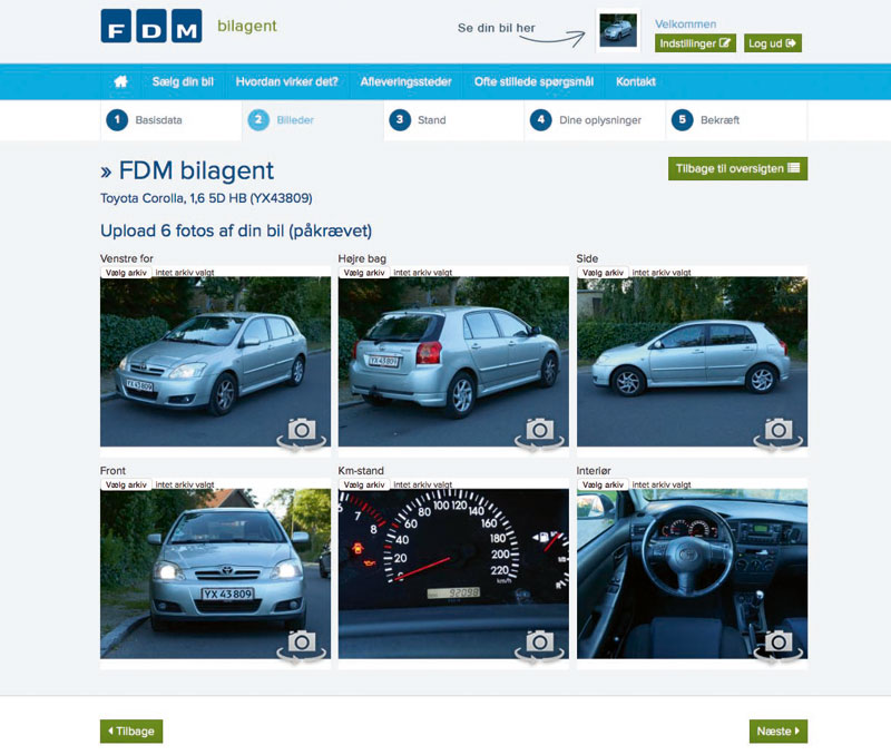 Her er de seks fotos vi tog af vores Toyota. Foto: FDM