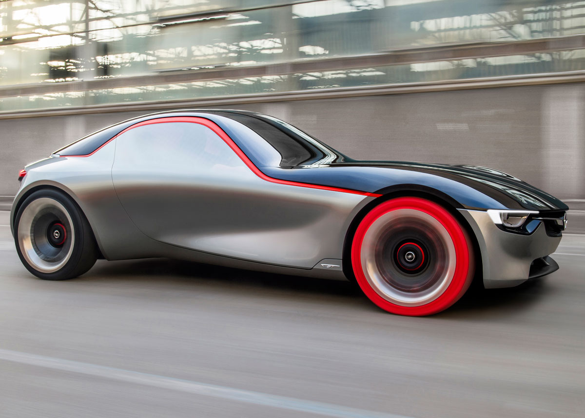 Opel GT Concept bliver aldrig til virkelighed - hverken helt eller delvist. Baghjulstrækket virker også helt usandsynligt.