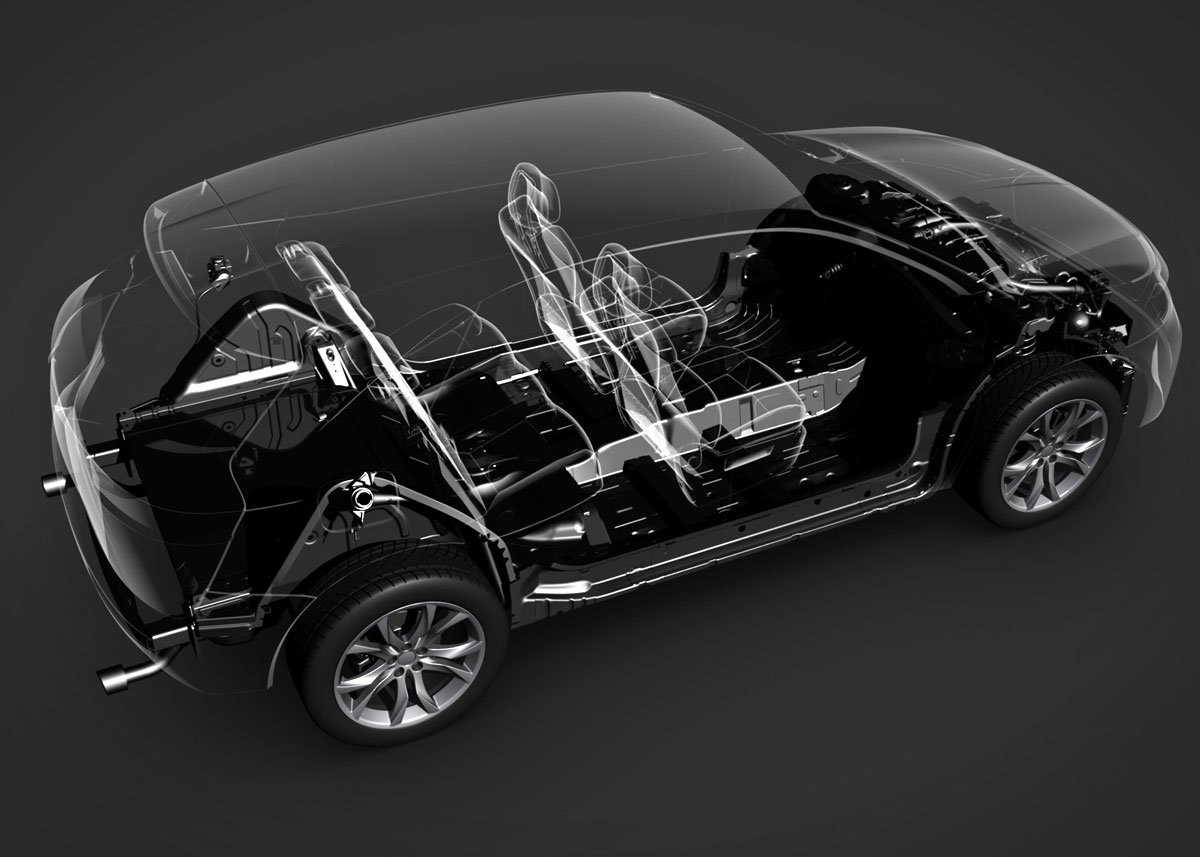 Illustrationen skal vise, at hybridteknikken ikke stjæler plads fra kabinen. Men batteriet ville gøre det umuligt at have tre sæderækker i Peugeot 5008, og derfor kommer denne model ikke som hybrid.