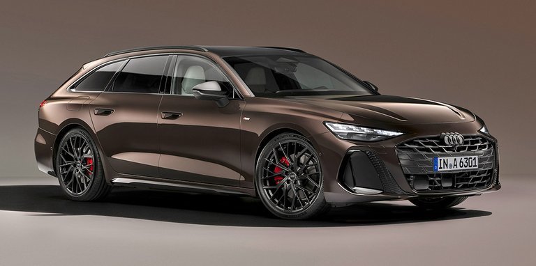 Brun Audi A6 forfra.