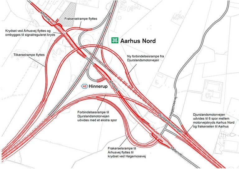 Tegning af Motorvejskryds Aarhus N.