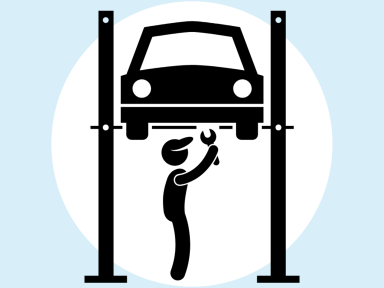 Grafik: Piktogram af mekaniker, der udfører service på bil