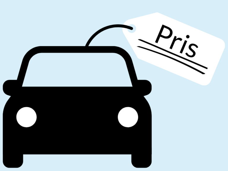 Grafik: Piktogram af bil med prisskilt, hvor prisen er understreget med to linjer