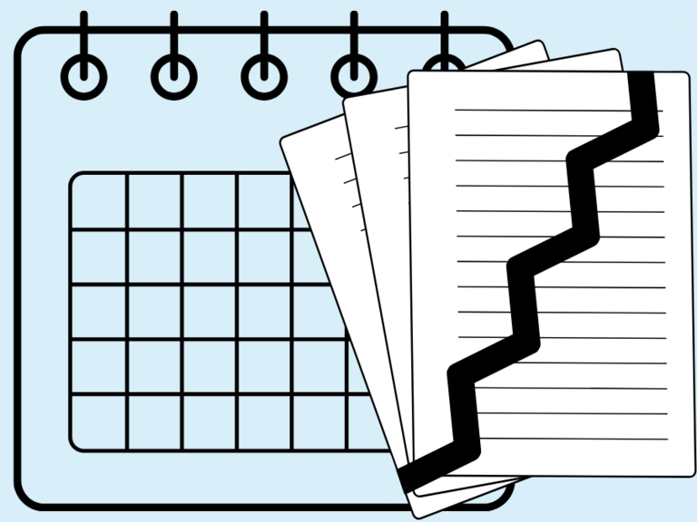 Grafik: Piktogram af kalender og ophævet kontrakt