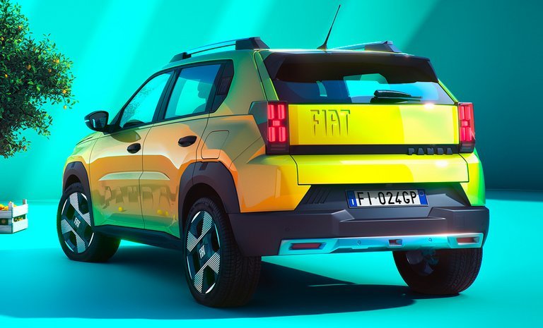 Gul Fiat Granda Panda bagfra.