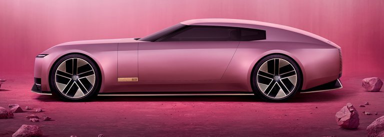Dramatisk Jaguar-konceptbil i profil.