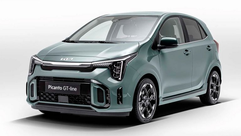 Lilla Kia Picanto skråt forfra.