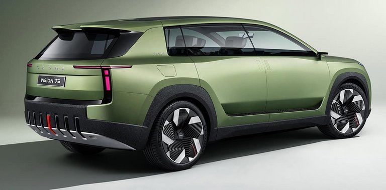 Skoda Vision 7S, som i sig selv bliver til virkelighed, viser både for og bag mærkets kommende design. T-formen i forlygterne føres om til baglygterne, hvor Skoda ellers har været kendt for C-formede lygter.