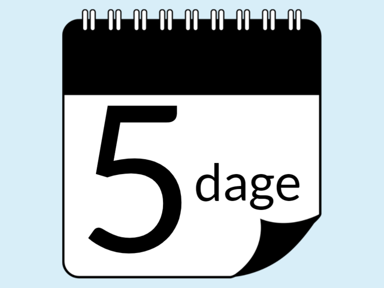 Grafik: Piktogram af kalenderblad med 5 dage skrevet på