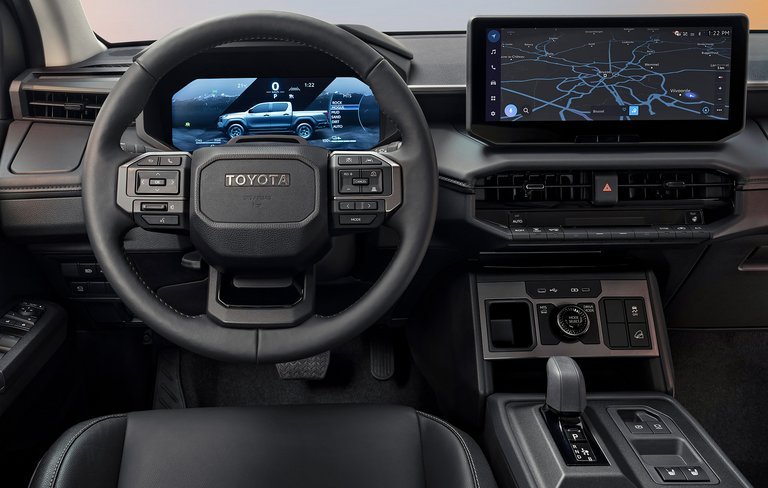 Førerpladsen i Hilux.