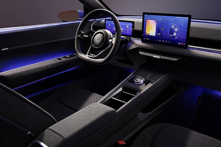 Interiøret i VW ID.2 får knapper til betjening af klimaanlæg og sædevarme. 