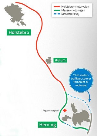 Når Holstebromotorvejen åbner i slutningen af 2018, vil der være et ca. syv km langt 'hul* til resten af motorvejsnettet.