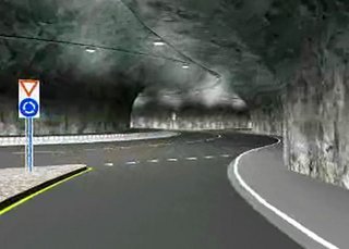 60 meter under havets overflade mødes de tre tunneler i en tosporet rundkørsel.