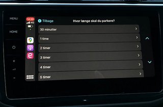 Normalt møder man et drejehjul i EasyParks p-app, men det findes ikke i CarPlay