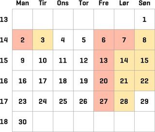 Køkalender Tyskland april 2018