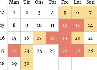 Køkalender Tyskland april 2018