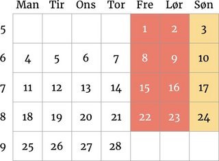 Køkalender Tyskland februar 2019