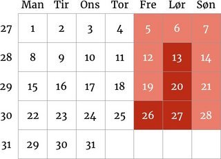 Køkalender Tyskland juli 2019