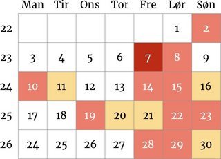 Køkalender Tyskland juni 2019