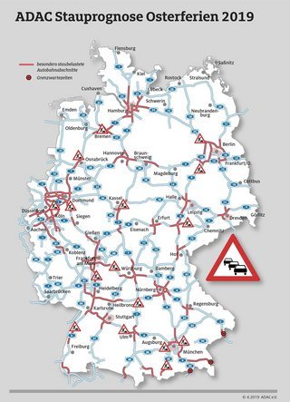 Påsketrafikken vil fra fredag kunne mærkes på de tyske veje.