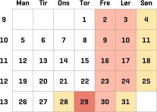 Køkalender Tyskland marts 2018