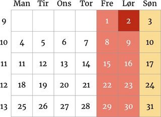 Køkalender Tyskland marts 2019