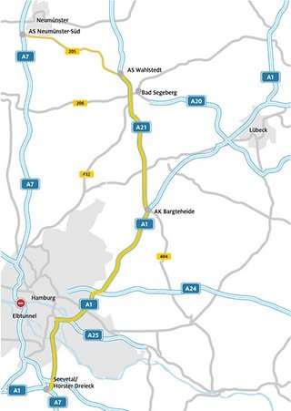 Grafik af omkørsel på Autobahn A7