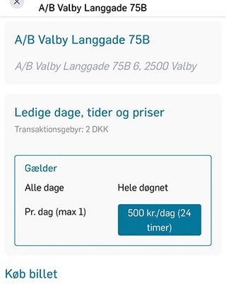 Skærmbillede fra P-app