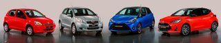 Fjerde generation af Toyota Yaris dukker op til næste år med ny hybridteknik og et niveau af sikkerhedsudstyr der sætter rekord i klassen. Første generation (tv) kom i 1999.