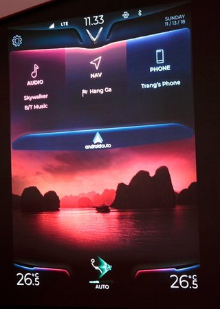 Skærmen i bilerne har vietnamesiske naturbilleder.