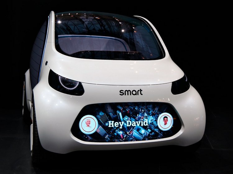 Konceptbilen Vision EQ Fortwo, som Smart viser frem på Frankfurt-udstillingen, er fuld af budskaber.