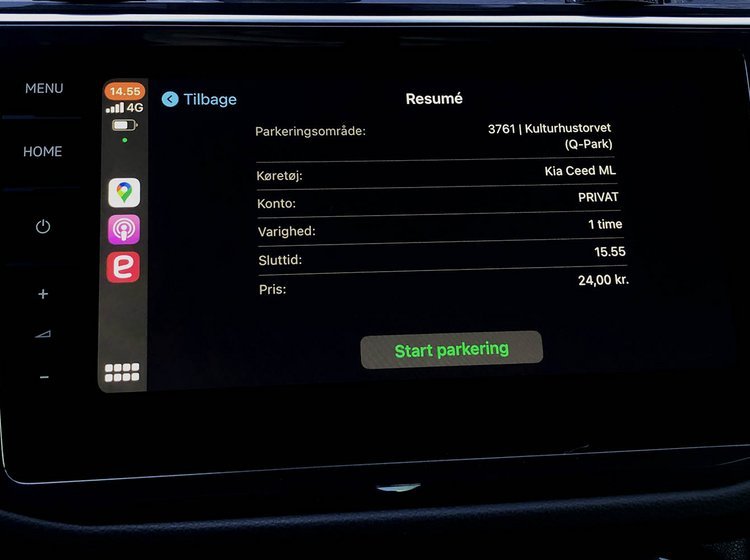 EasyPark har lavet en app, der også kan vises i Apple CarPlay