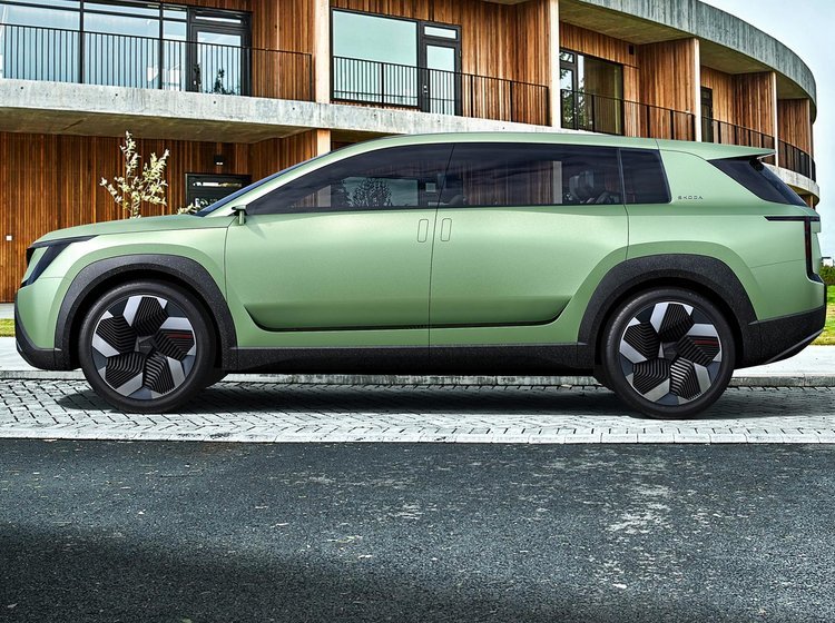 Skodas kommende, elektriske SUV med syv sæder, ses her i virkelighedsnær konceptudgave.