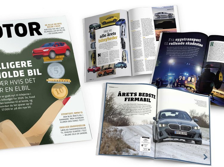 Kollage med artikler fra Motor 1/2024