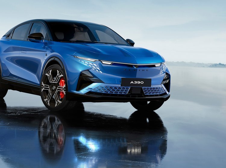 Blå Alpine A390 på is.
