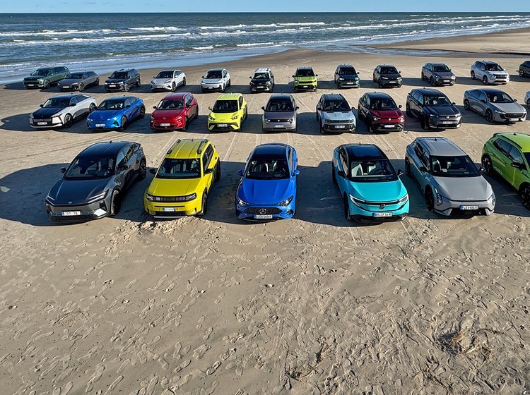 30 biler på strand.