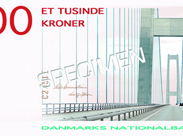 Østbroen pryder den nye 1.000-kr-seddel.