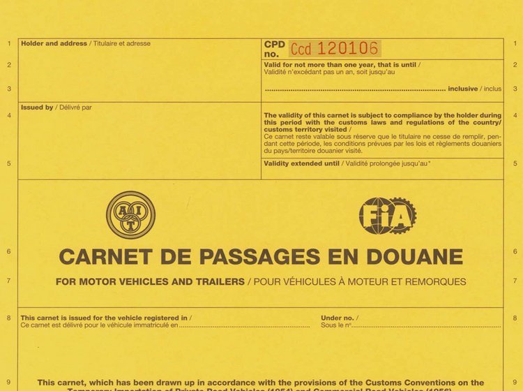 Et Carnet de Passages er et tolddokument til brug ved kørsel i en række lande uden for Europa.