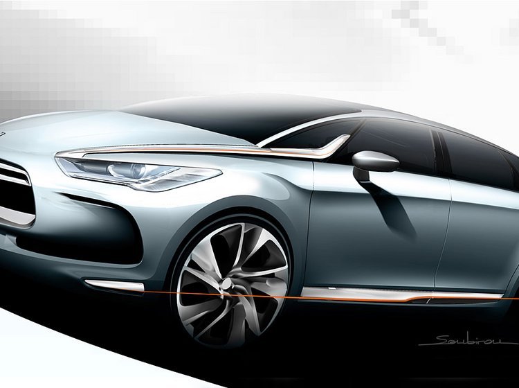 Citroën DS5 i skitseform. Den store livsstil bil får formentlig en endnu større DS-slægtning.