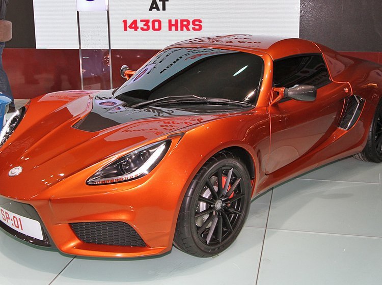Detroit Electric SP.01 erbaseret på Lotus Elise. Elbilen går i produktion senere i år.
