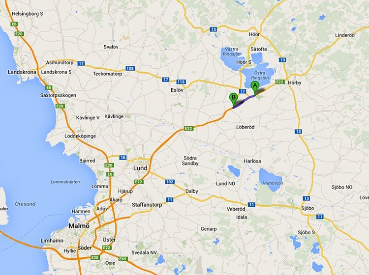 En fem km lang strækning af E22 er nu motorvej.
