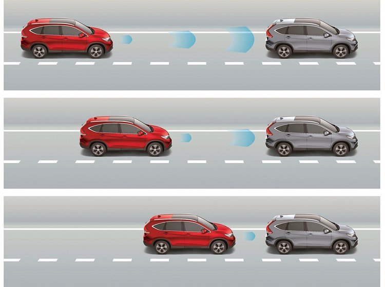 Den aktive fartpilot holder øje med trafikken. Illustration: Honda