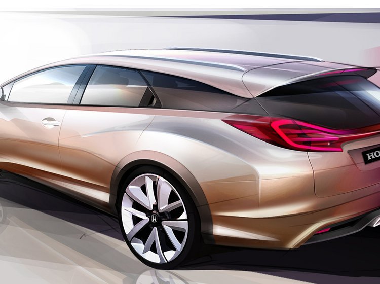 Honda Civic stationcar bliver meget dynamisk og "smart" at se på, hvis man kan tro koncept-tegningen.
