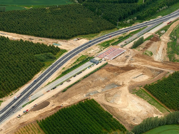 Den midlertidige motorvej ved Slagelse - mens vejen endnu fandtes.