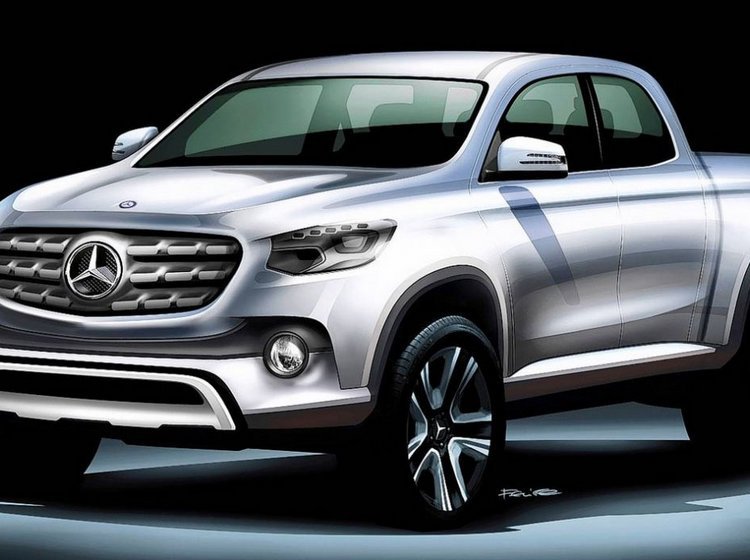 Mercedes-Benz har offentliggjort denne tegning af et muligt design på den nye pickup.