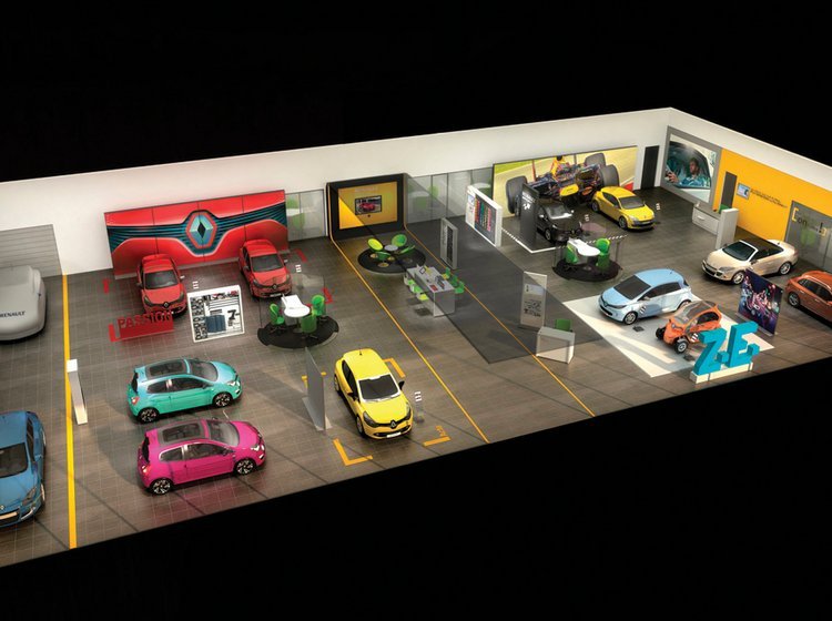 Renault er i gang med at rulle et nyt butiksdesign ud, kaldet Renault Store. Illustration: Renault