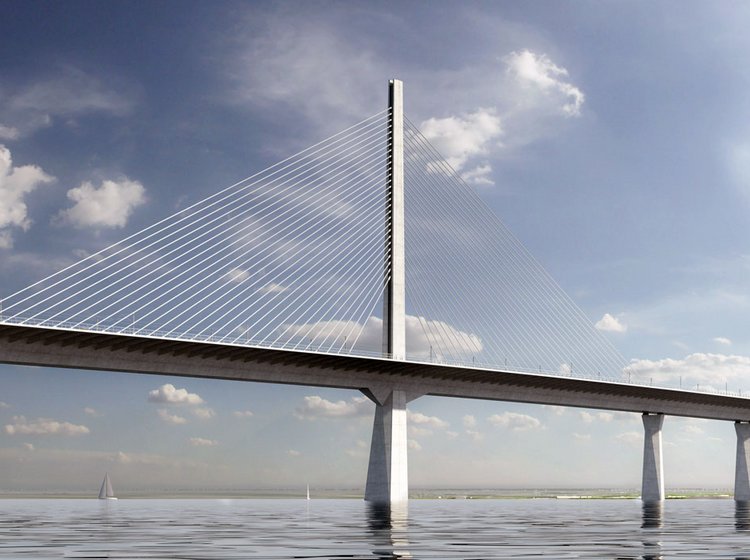 Sådan kan den nye Storstrømsbro komme til at se ud. Illustration: Dissing+Weitling