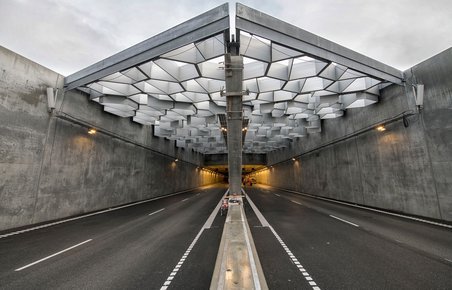 Nedkørslen til tunnelen på Nordhavnsvej.