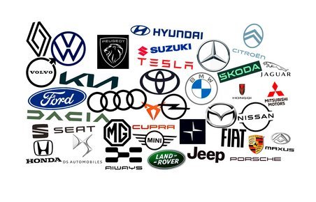 Logoer for mange bilmærker.